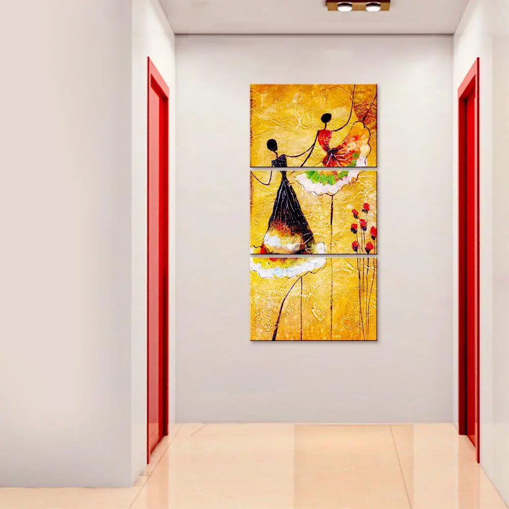 Ballerina Ballet Dancer Wall Painting Wooden Framed 3 Pieces Canvas Painting Main image