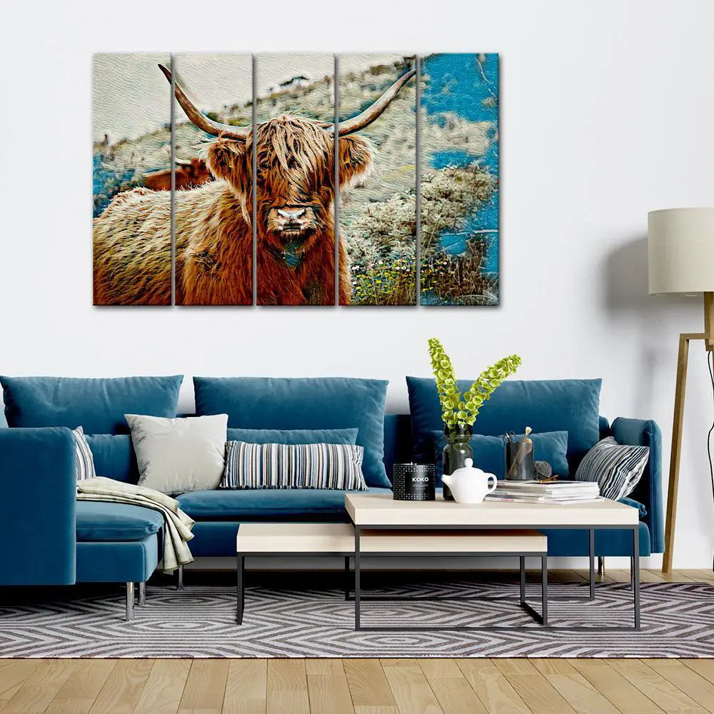 Abstract Hairy Bull Canvas Wall Painting Main image