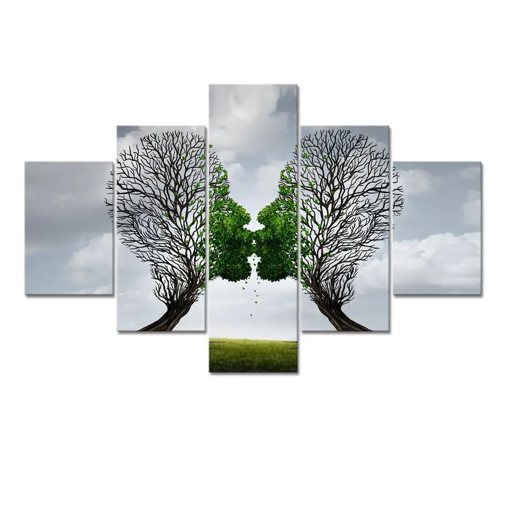 Tree of love Painting Wooden Framed 5 Pieces Canvas Wall Painting Secondary image