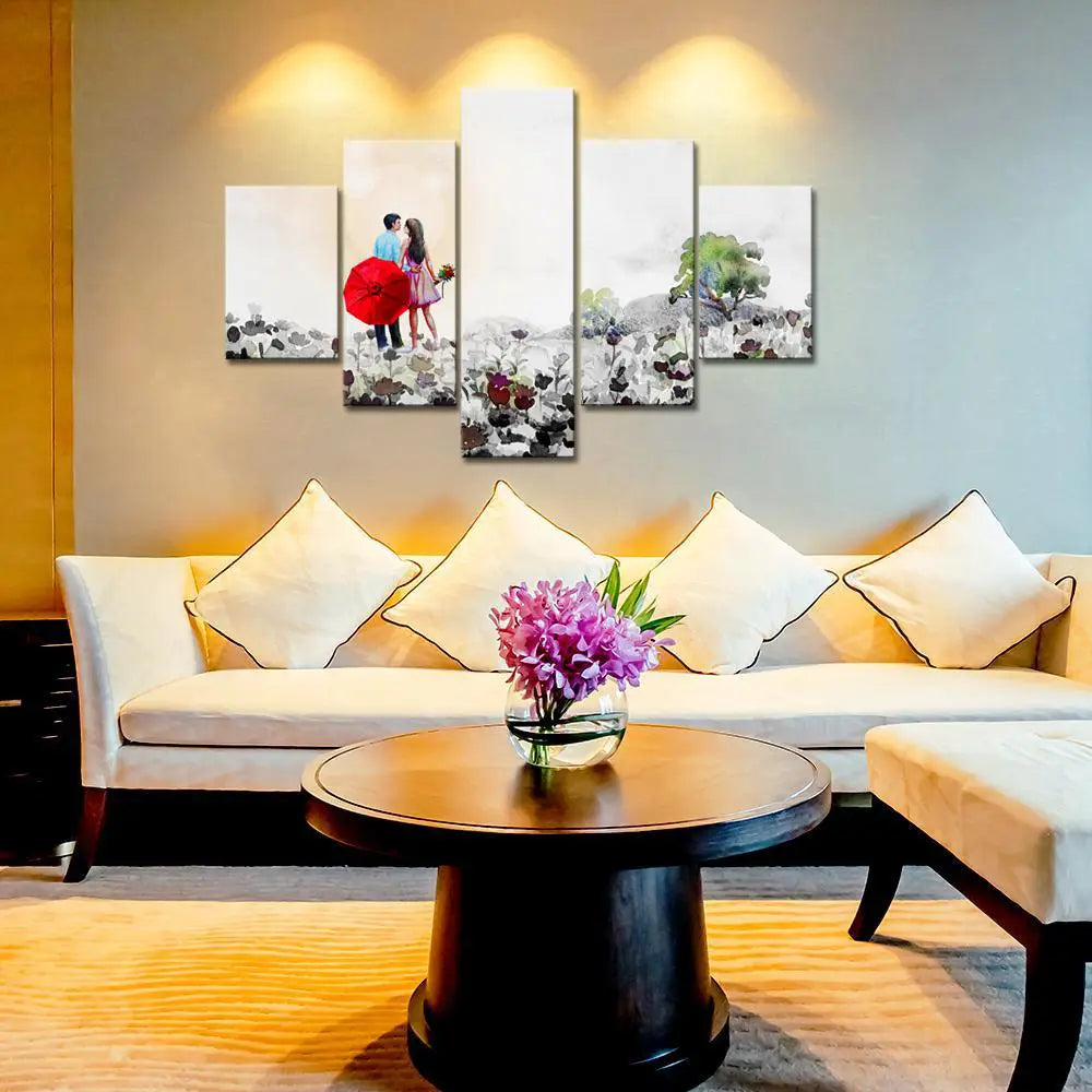 Beautiful Couple Painting Wooden Framed 5 Pieces Canvas Wall Painting Main image