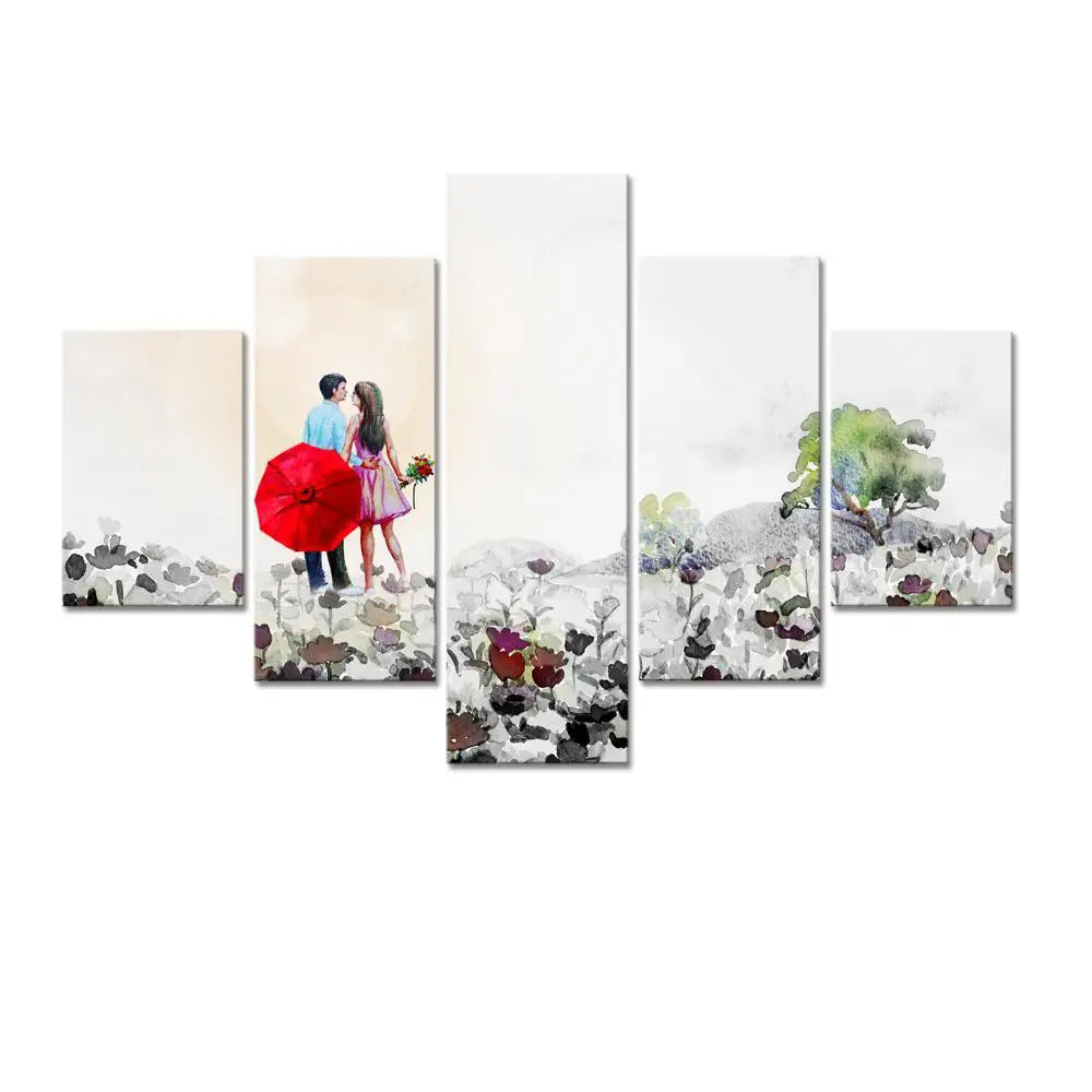 Beautiful Couple Painting Wooden Framed 5 Pieces Canvas Wall Painting Secondary image