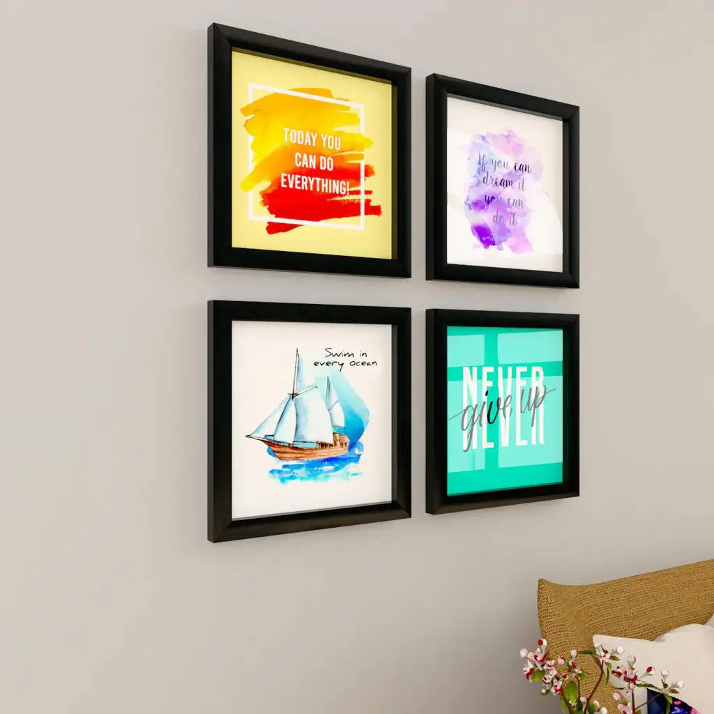 Attractive Motivational Quotes frame Set of 4 with Break Resistant Clear Acrylic Glass Secondary image