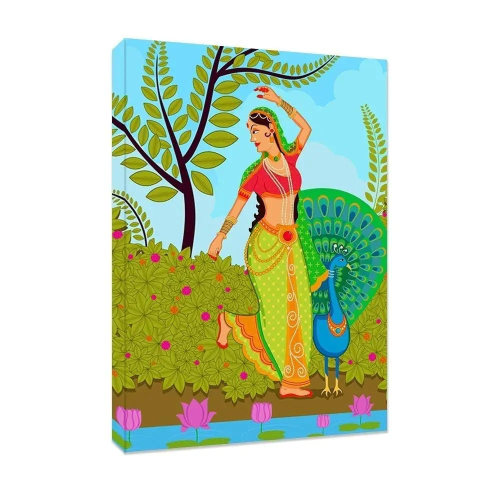 Beautiful Madhubani Painting /  Canvas Painting  Stretched on Wood Bars 61 x 41cm Secondary image