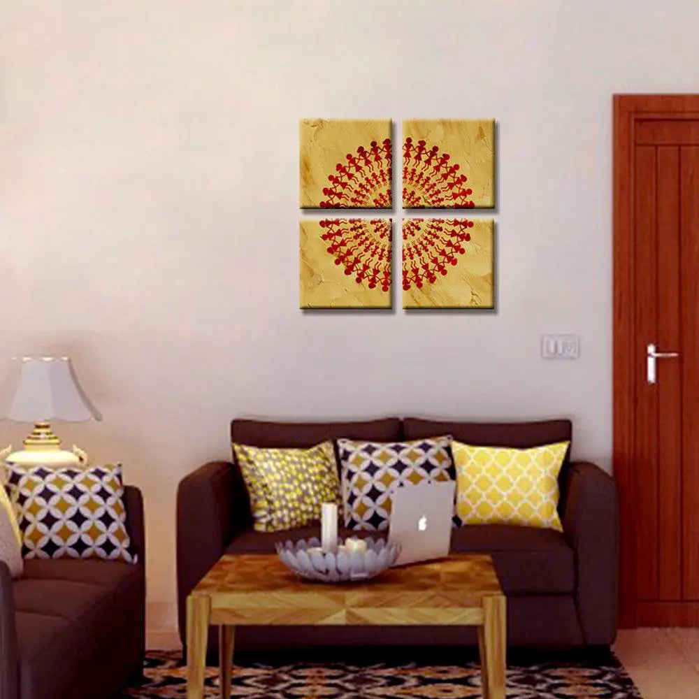 Traditional Warli Art Painting Wall Hanging, Set of 4 Pieces Secondary image