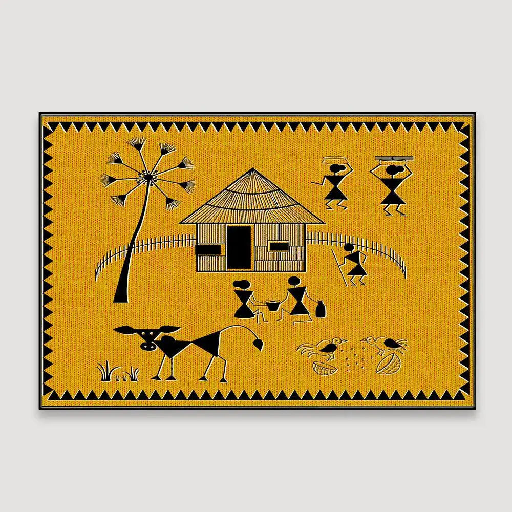 Beautiful Designs of Warli Village Painting Wall Hanging 61 x 41cm Secondary image