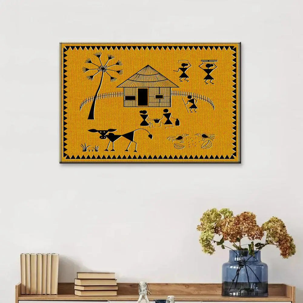 Beautiful Designs of Warli Village Painting Wall Hanging 61 x 41cm Main image