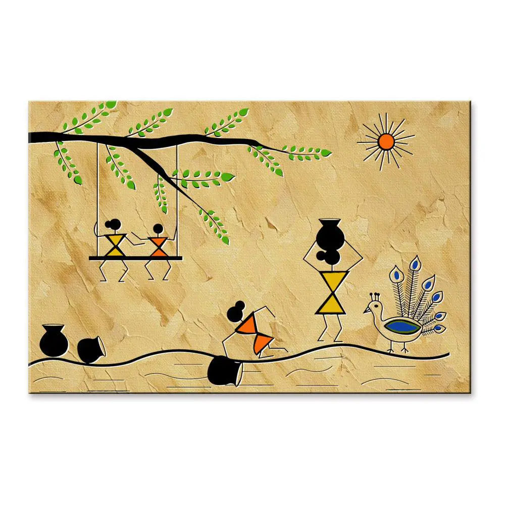 Beautiful Designs of Warli Painting Wall Hanging 61 x 41cm Secondary image