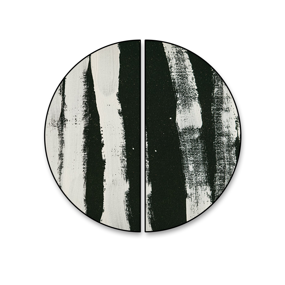 Abstract Monochrome Semi Circle Frames Set Of 2