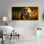 Sprinting Elegance Jaguar Wild Animal Action Canvas Wall Paintings
