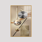 Acrylic Wall Paintings - 3D Geometry Abstract Stereo Art with Golden Background - Modern Fashion Wall Art