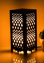 Willson Diamond Lattice Wooden Table Lamp - Unique Cutout Design