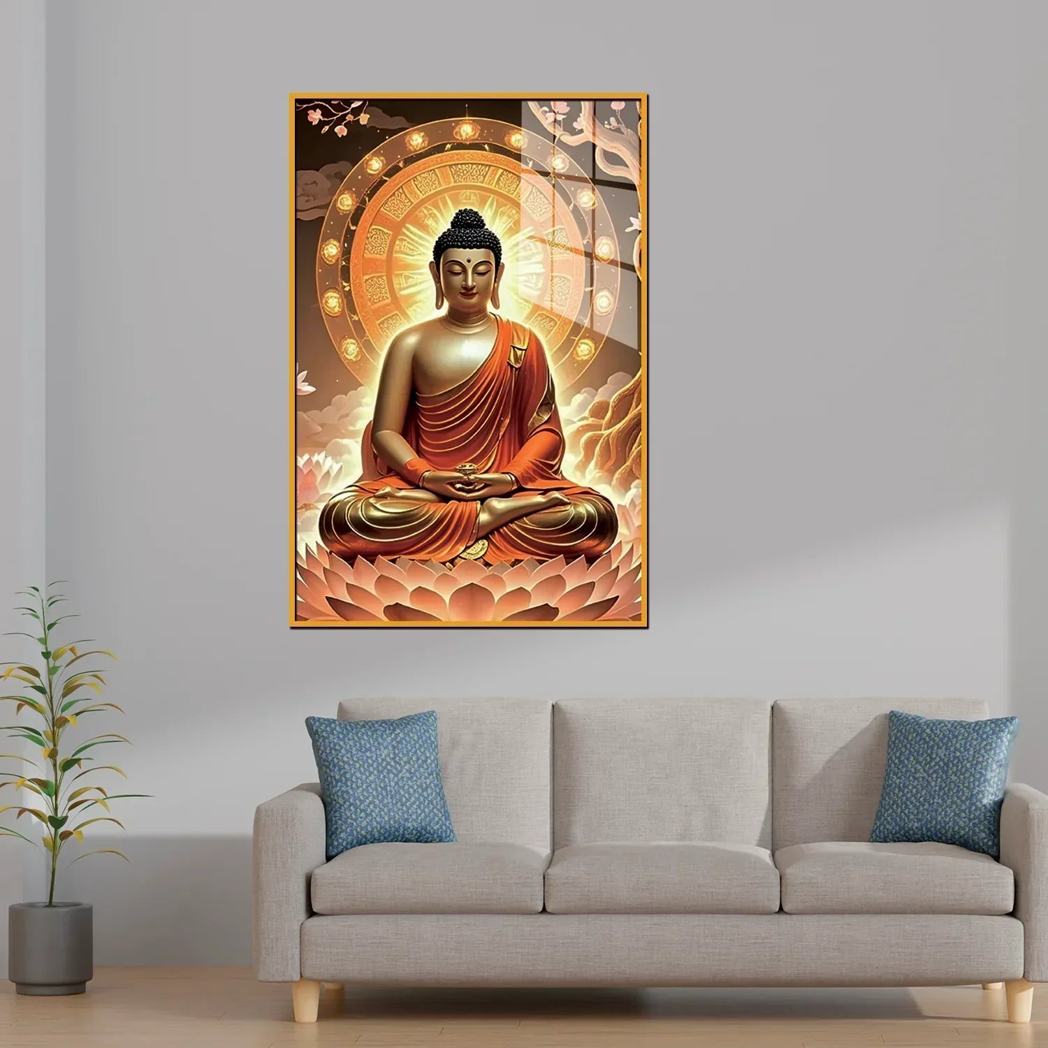 Alluring Gautam Buddha Canvas Printed Acrylic Wall Paintings & Art for Living Room, Office Clearance Sale Main image