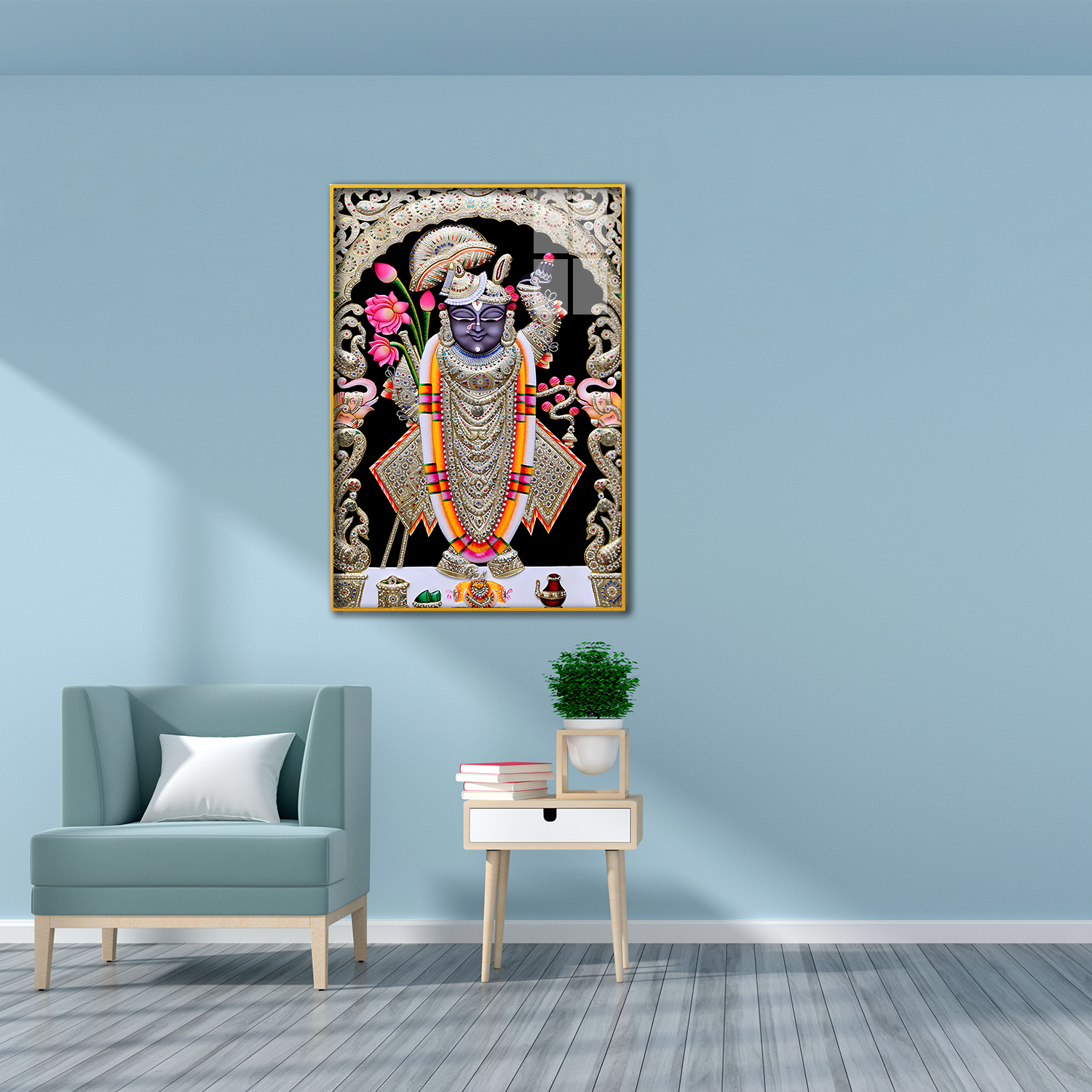 Beautiful Shreenath Ji Maharaj Acrylic Painting Main image
