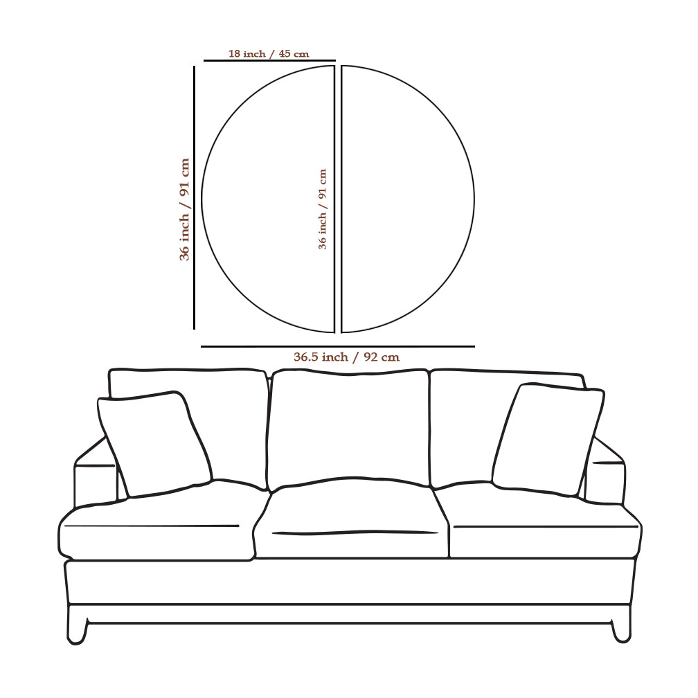 Abstract Monochrome Semi Circle Frames Set Of 2