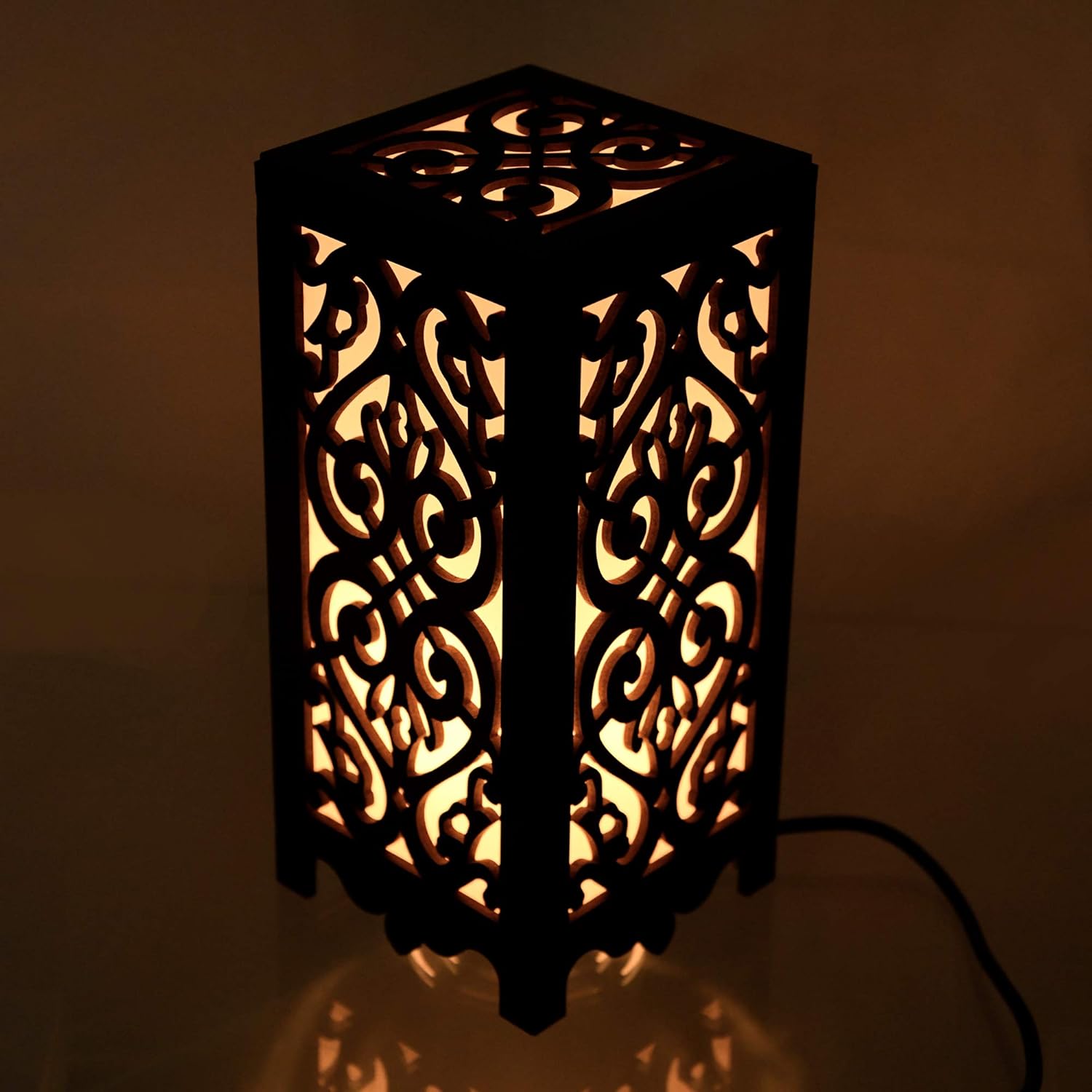 Artistic Scroll Table Lamp - HanVMade Wooden Deco Finish Main image