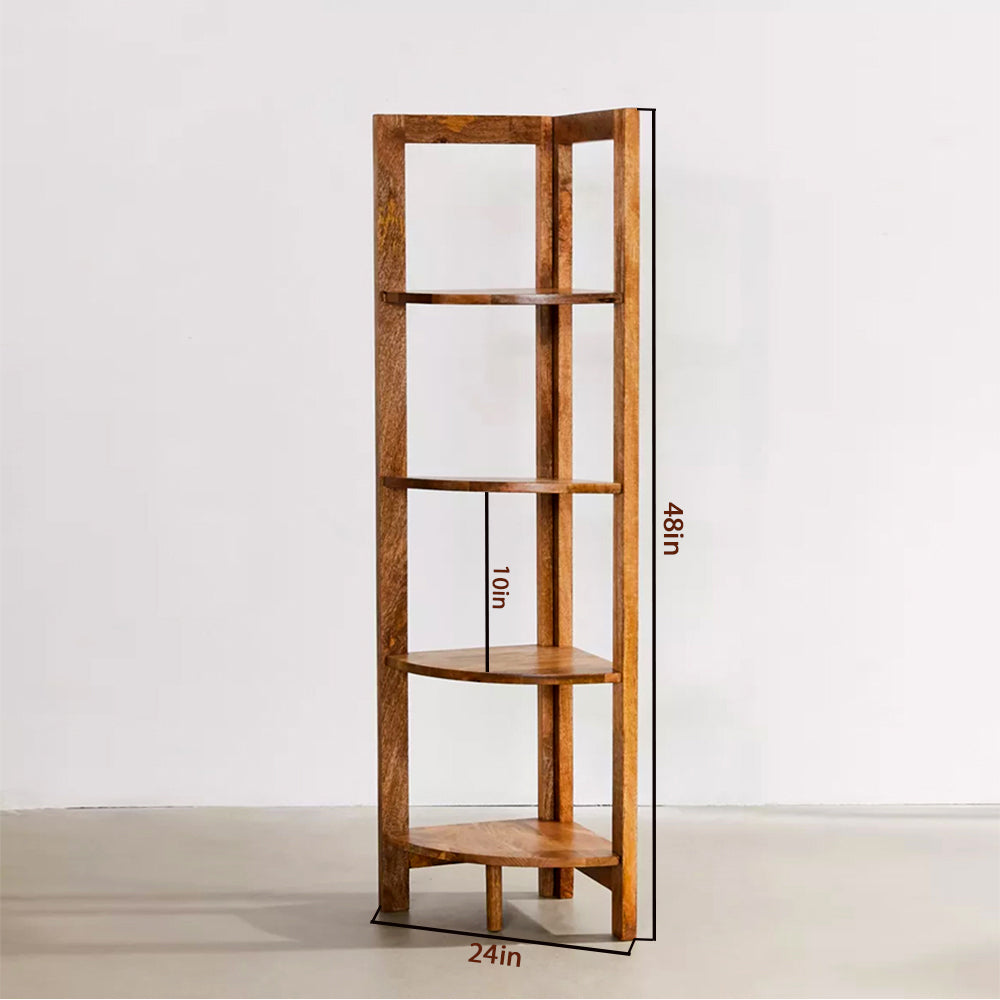 Wooden Corner Shelf In Ladder Motif