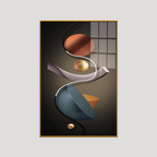 Acrylic Wall Paintings - 3D Geometry Abstract Stereo Art with Golden Background - Lee Broom Eclipse Style