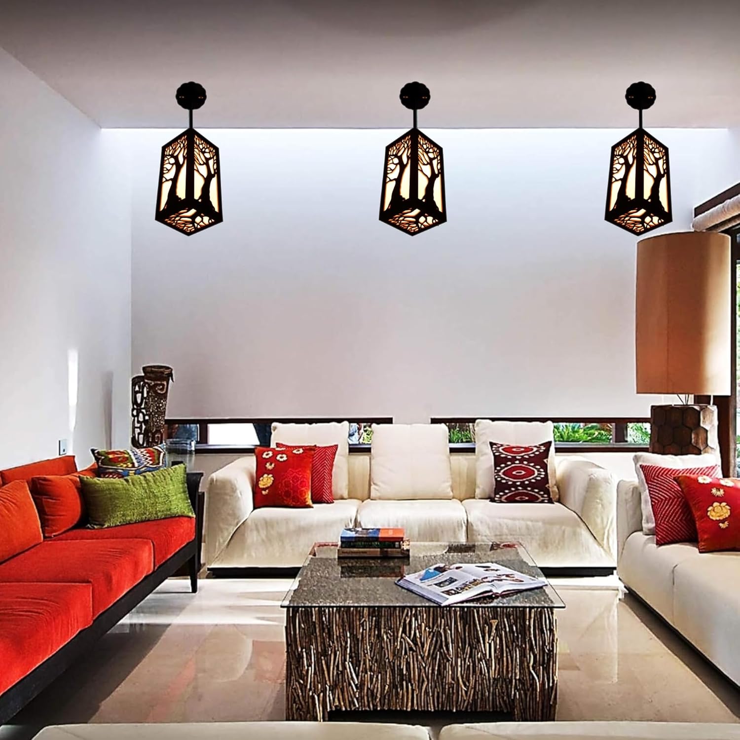 Ambient Lighting Wooden Lantern - Vellar Tree of Life Style Main image