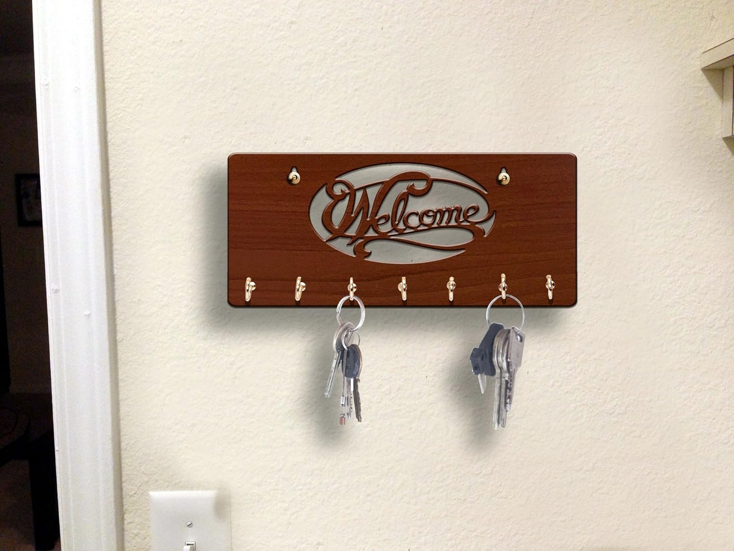Welcome Text Unique Design Wall-Mounted Key Holder for Home Wall