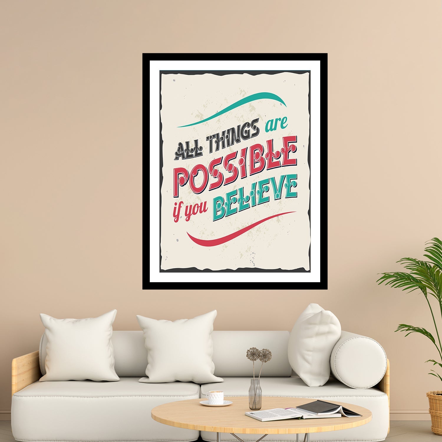 All Things Are Possible If You Believe Motivational Posters Wall Frames for Students, Business, Employees, Startup Main image