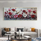 Abstract Flower Landscape Painting on Canvas Large Wall Art, Original Texture Floral Wall Art, Modern Bedroom Wall Decor HanVMade Gift Online Clearance Sale