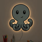Baby Octopus Backlit Wooden Wall Décor