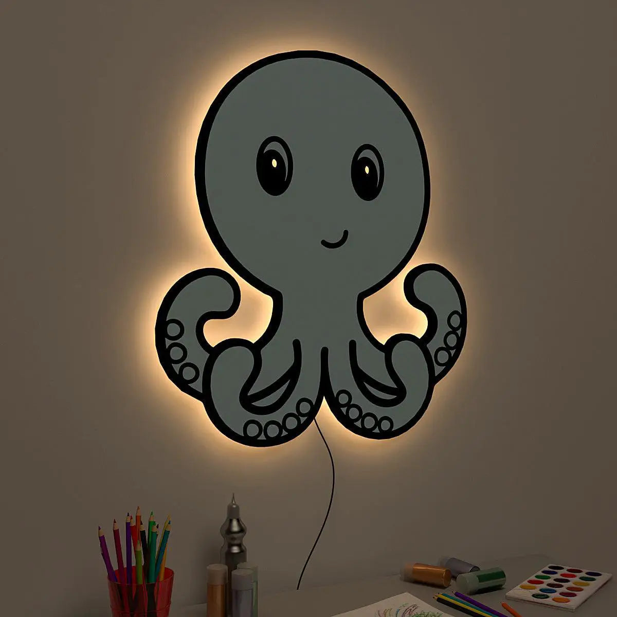 Baby Octopus Backlit Wooden Wall Décor Secondary image