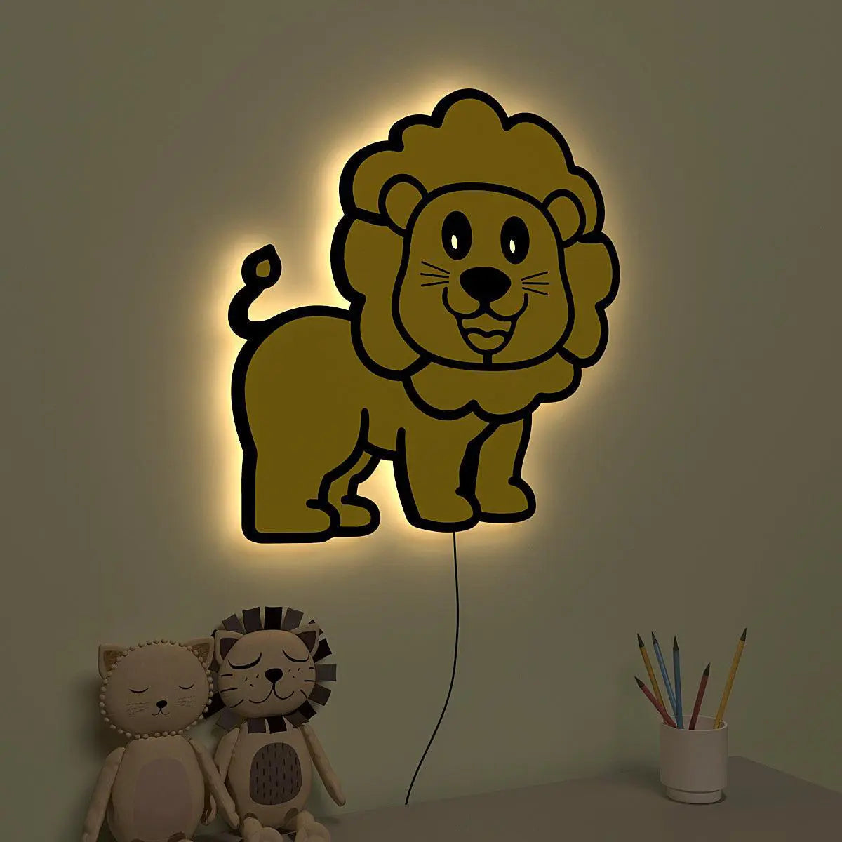 Baby Lion Backlit Wooden Wall Décor Secondary image