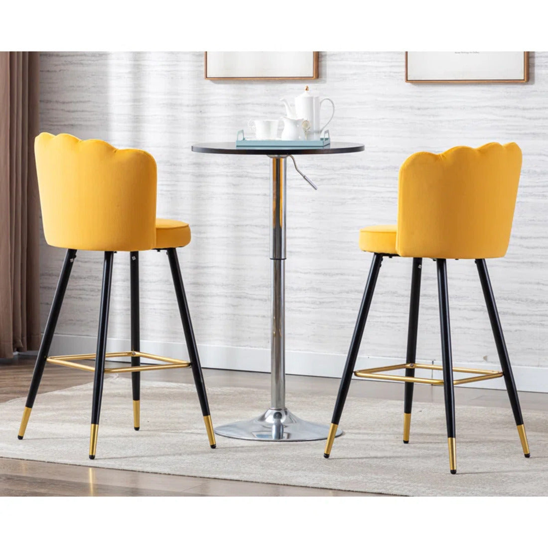 Yellow Color Flower Counter Stool Secondary image