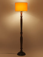 Yellow Cotton Wooden Floor Lamp