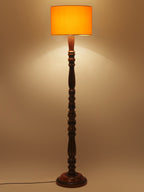 Yellow Cotton Wooden Floor Lamp