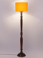 Yellow Cotton Wooden Floor Lamp