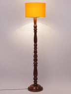 Yellow Cotton Wooden Floor Lamp
