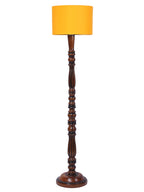 Yellow Cotton Wooden Floor Lamp
