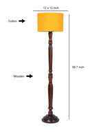 Yellow Cotton Wooden Floor Lamp