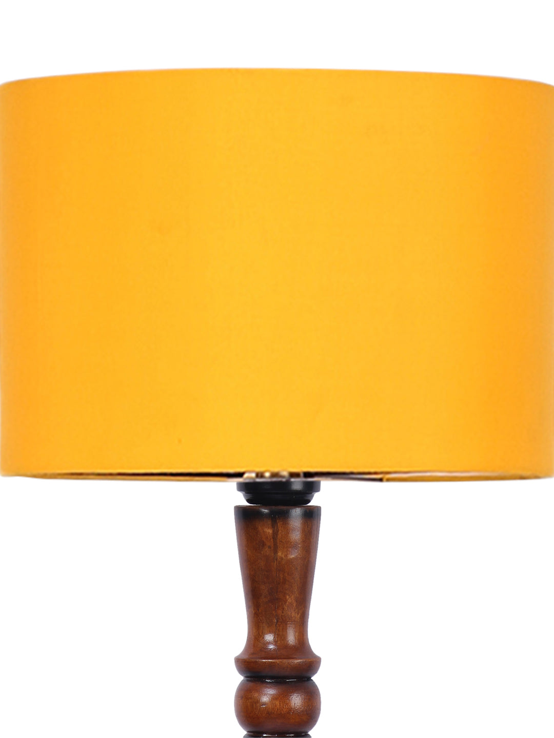Yellow Cotton Wooden Floor Lamp