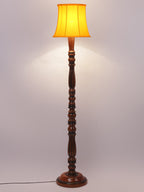 Yellow Cotton Wooden Floor Lamp