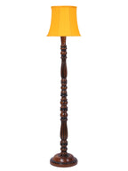 Yellow Cotton Wooden Floor Lamp