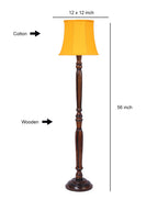Yellow Cotton Wooden Floor Lamp