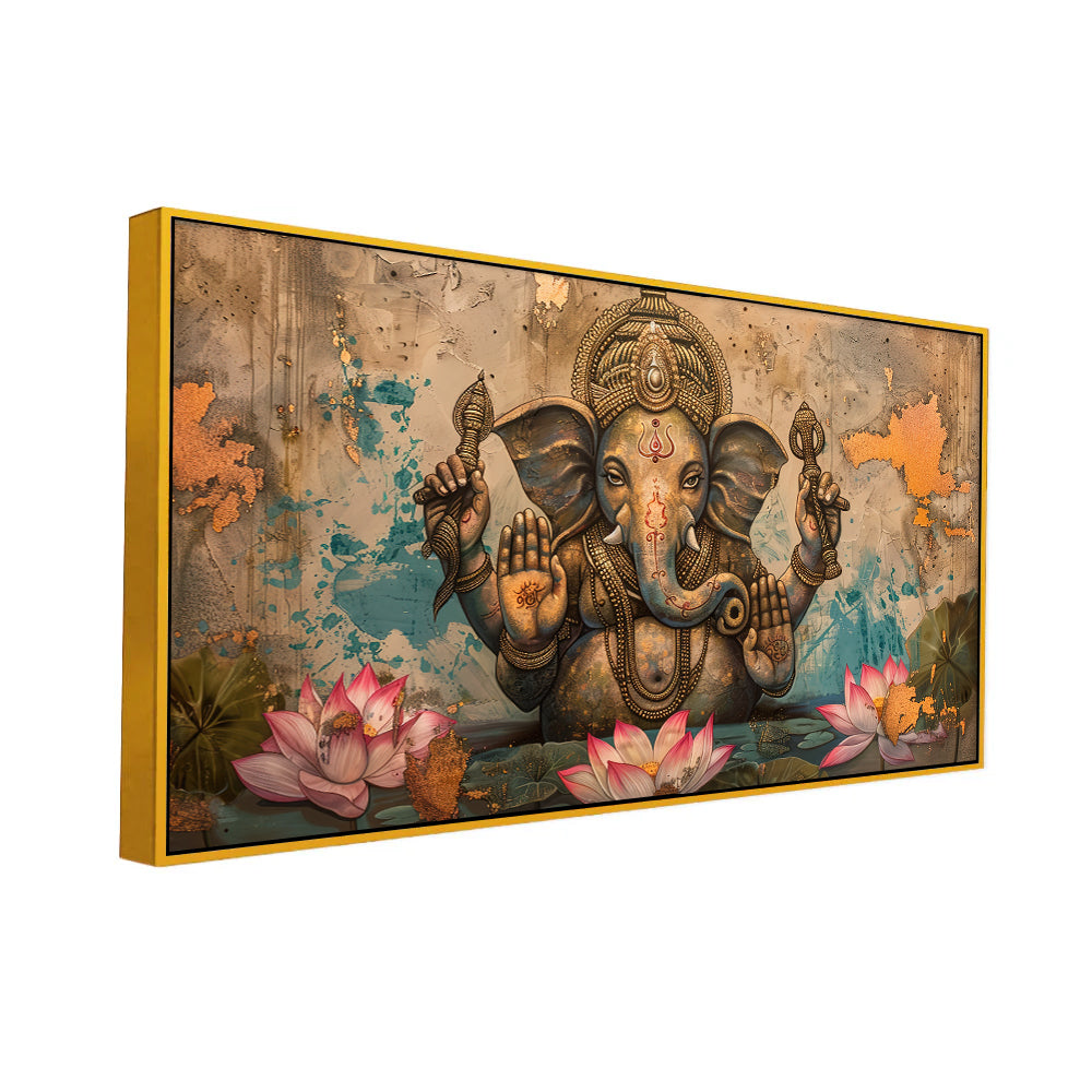 Antique Finish Ganesha Wall Frame – Timeless Art for Home Secondary image