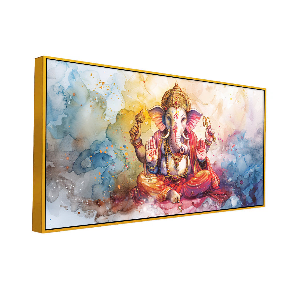 Vintage Hindu Deity Art – Ganesha Canvas Wall Frame Secondary image