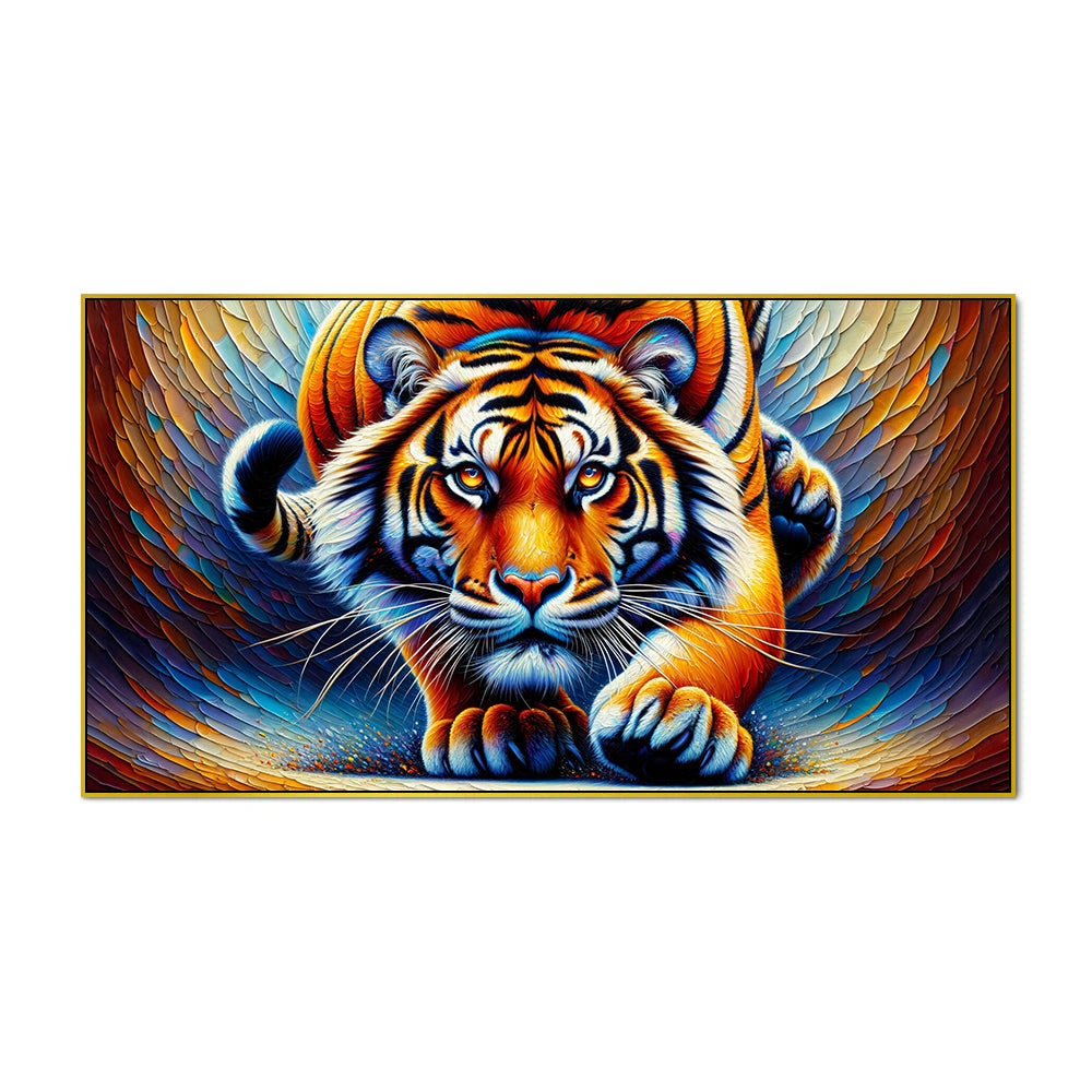 The Vibrant Gaze of the Prowling Hunter, Tiger Canvas Print Wall Painting