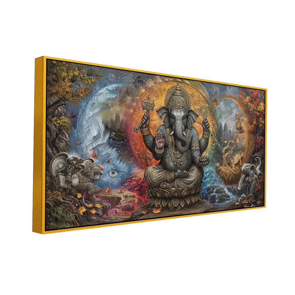 Antique-Inspired Ganesha Wall Canvas – Hindu Home Decor Secondary image