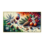 Wine and fruits Seasonal Joy: Pine, Berries & Wine Canvas Print Wall Painting