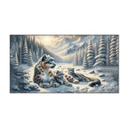 Winter Guardians: Snow Leopard Family Canvas Print Wall Painting