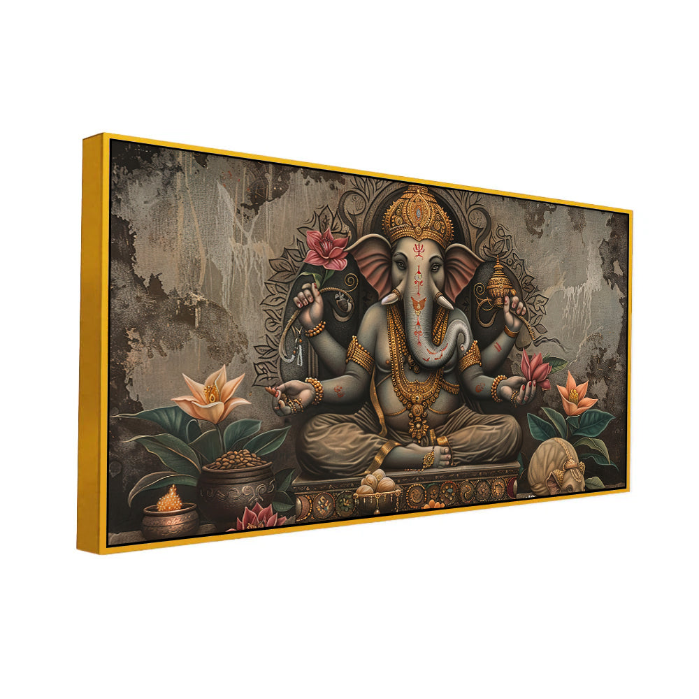 Traditional Indian Lord Ganesha Painting – Vintage Vibes Secondary image