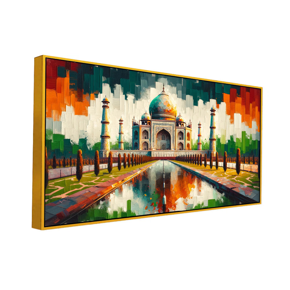 Taj Mahal: Historic Marble LanVMark in Colors Canvas Print Wall Painting
