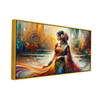 Abstract Beauty: Modern Indian Beauty Woman in Saree Canvas Print Wall Art