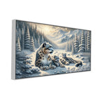 Winter Guardians: Snow Leopard Family Canvas Print Wall Painting