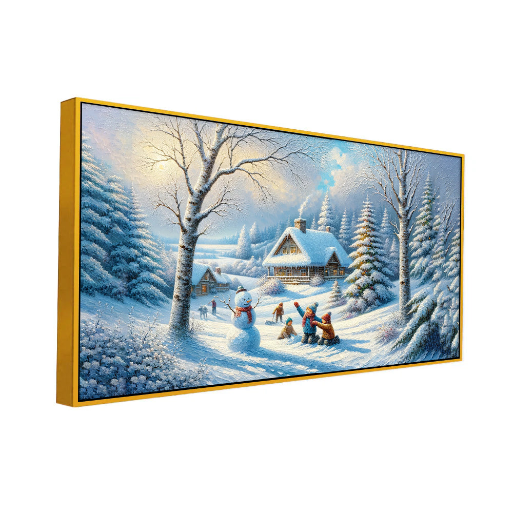 Winter Wonderland: Winter Playtime in the Forest Canvas PrintWall Painting